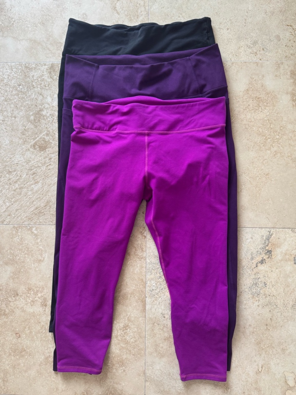 Bundle 3 Womens Black Purple & Pink Active Leggings XL